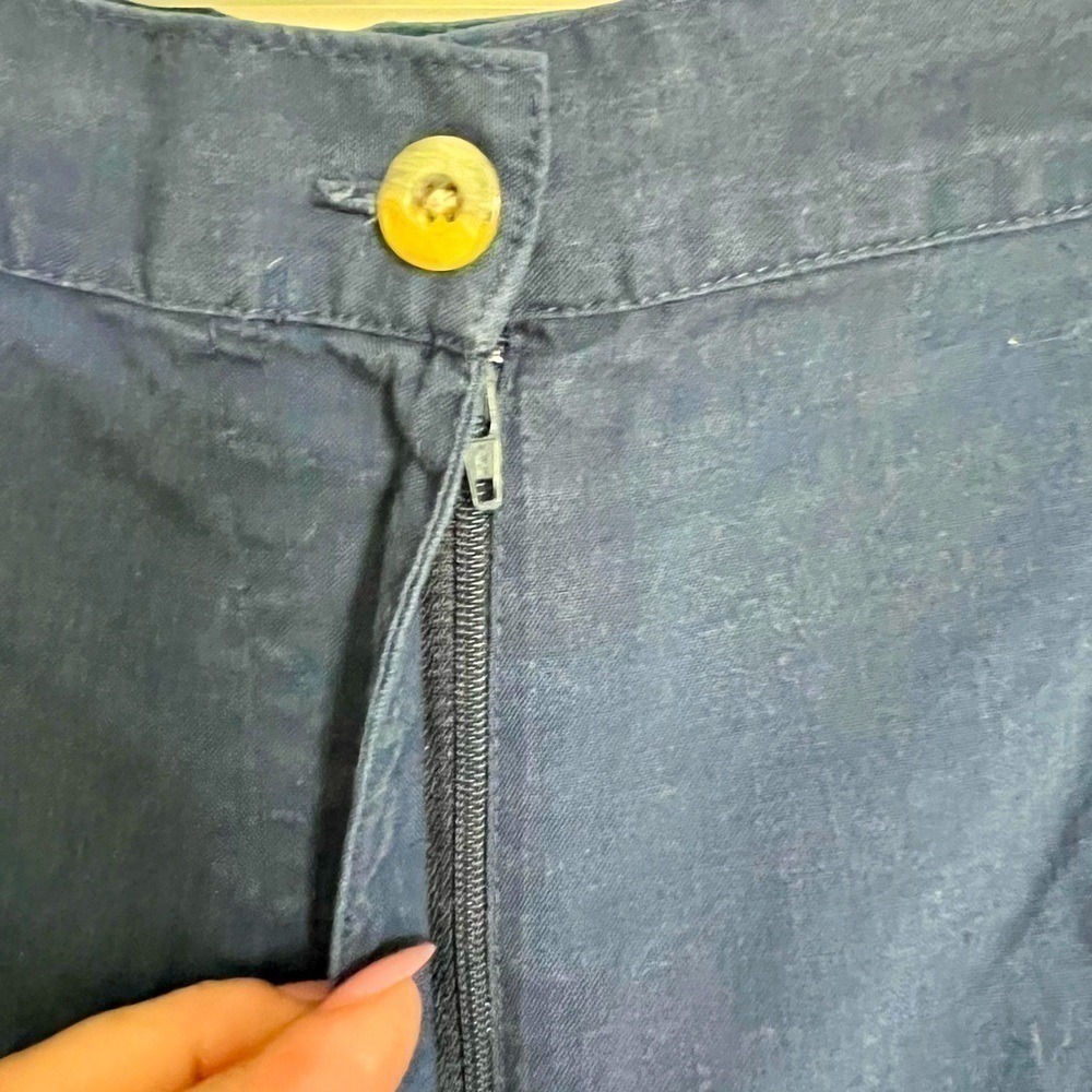 VINTAGE 90s Y2K Navy Blue High Rise Wide Leg Bermuda Short Cottagecore Granny 12 - Picture 4 of 11